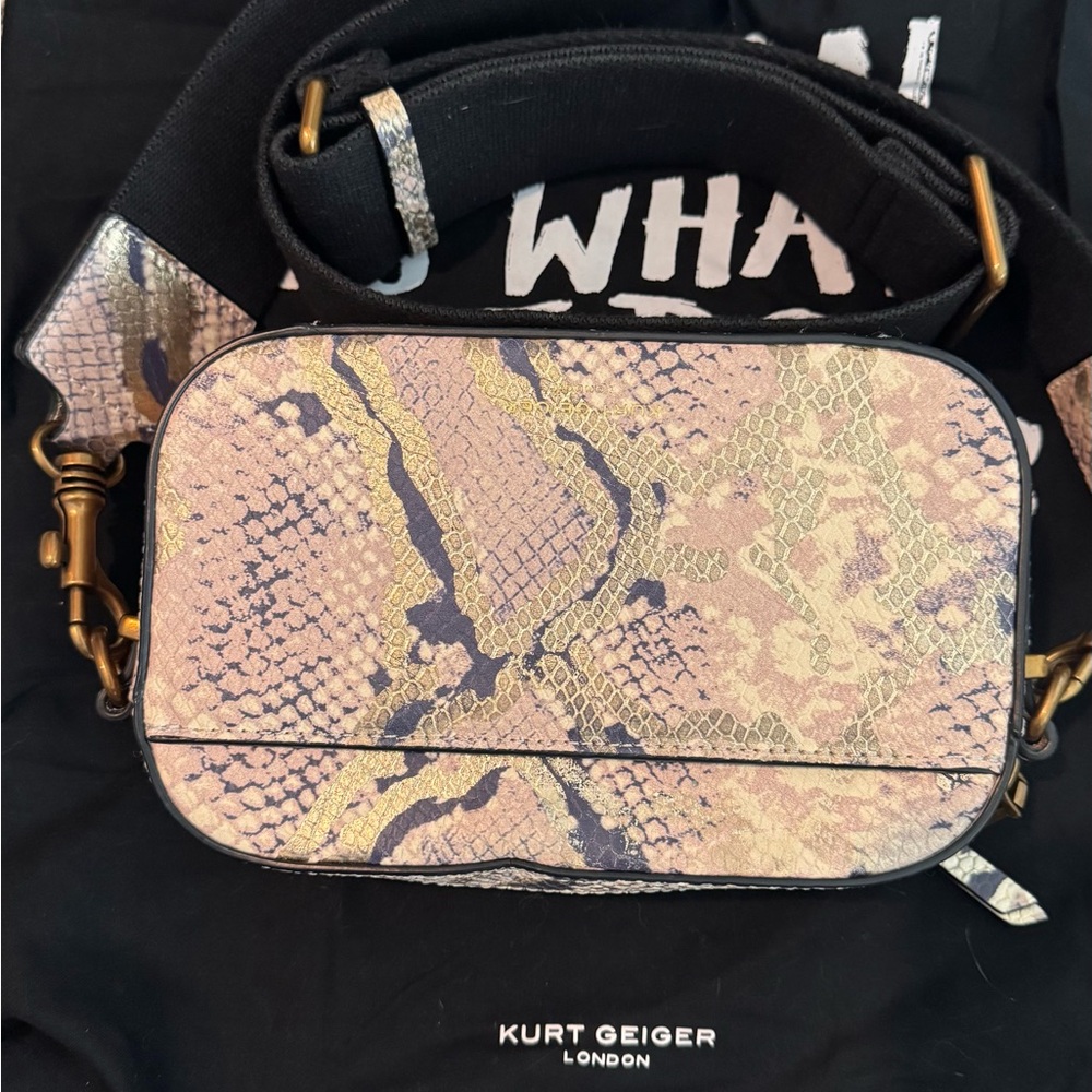 Kurt Geiger Snake-Embossed Crossbody Bag with Gold Accent - Picture 3 of 4